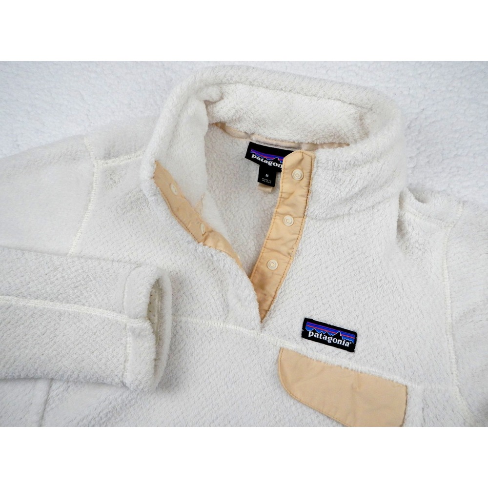 PATAGONIA Re-Tool Snap-T Fleece Pullover Womens Medium White Lightweight Outdoor